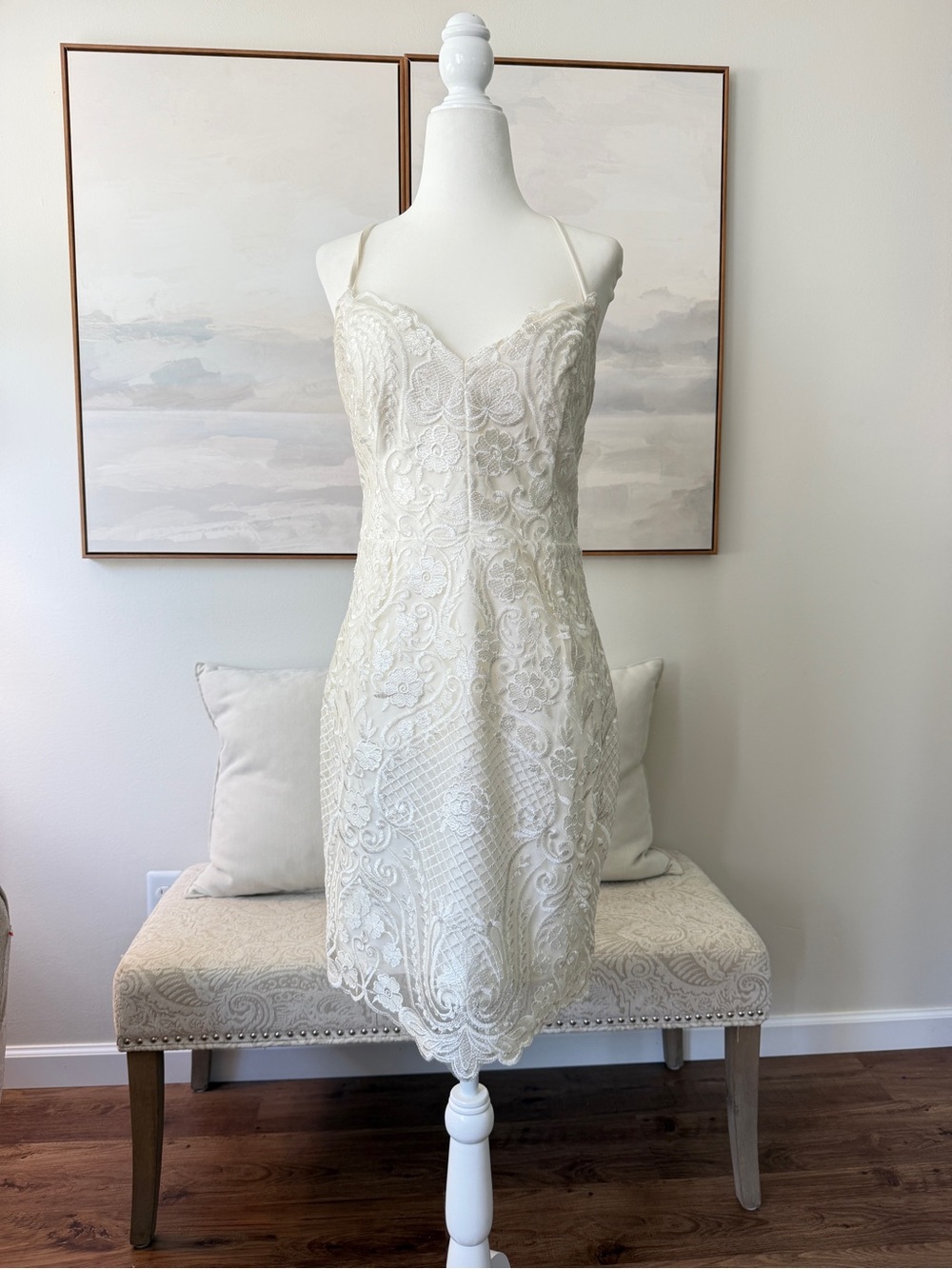 Lulus Stunning Ivory Lace Dress Size Large Shower Engagement